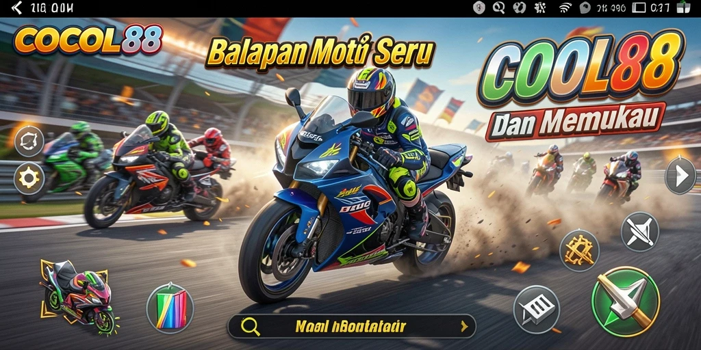 Tampilan gameplay menarik COCOL88 dalam balapan motor penuh adrenalin.