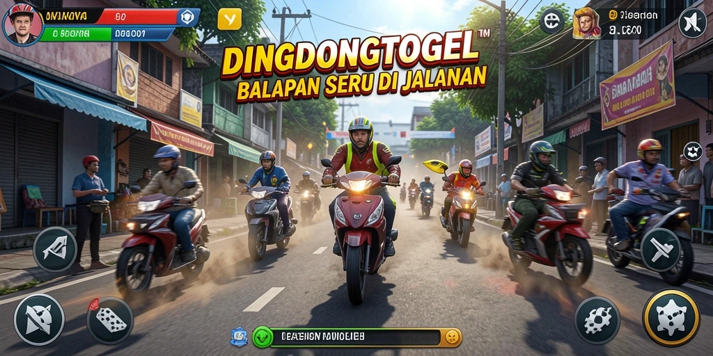 Tampilan mendebarkan gameplay DINGDONGTOGEL saat balapan di lintasan.