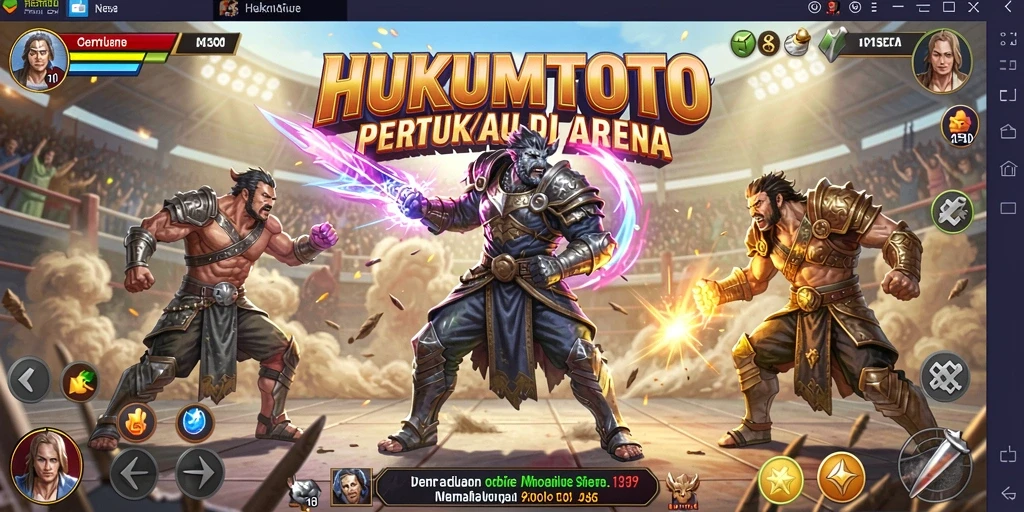 Tampilan gameplay HUKUMTOTO dengan aksi bertarung yang mendebarkan.