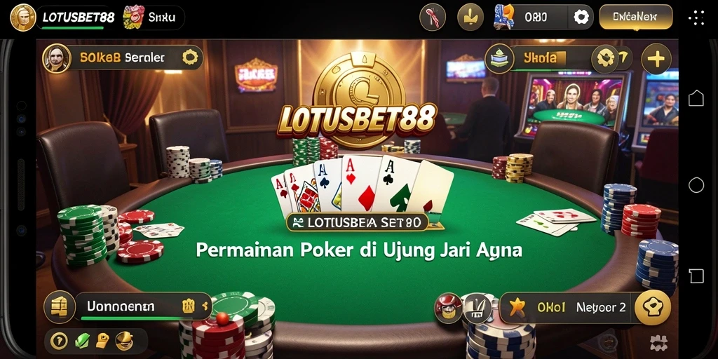 Screenshot menunjukkan gameplay poker yang mendebarkan di LOTUSBET88.