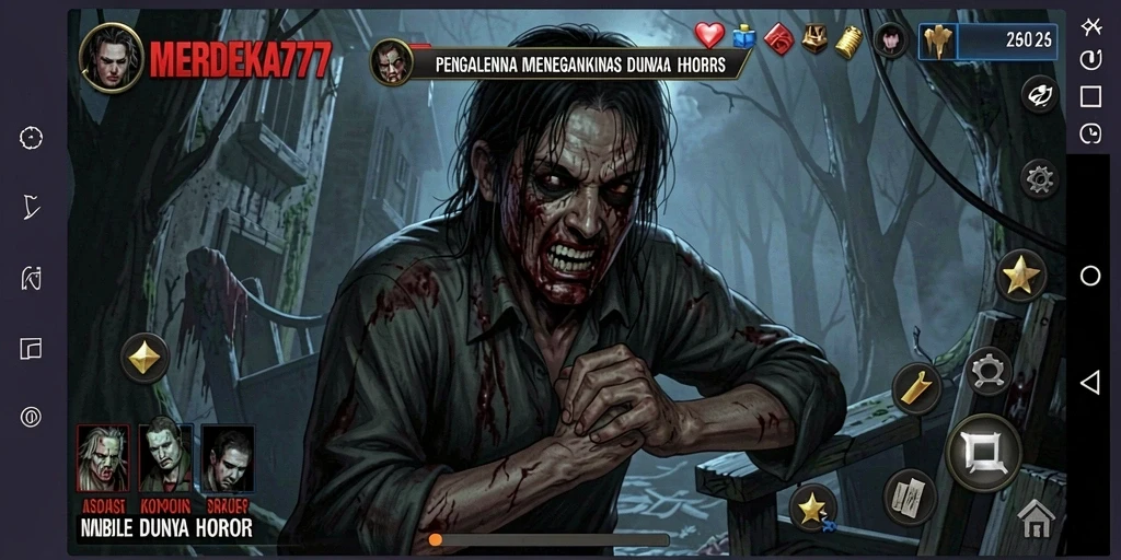 Tampilan gameplay MERDEKA777 yang menegangkan dan penuh dengan kengerian.