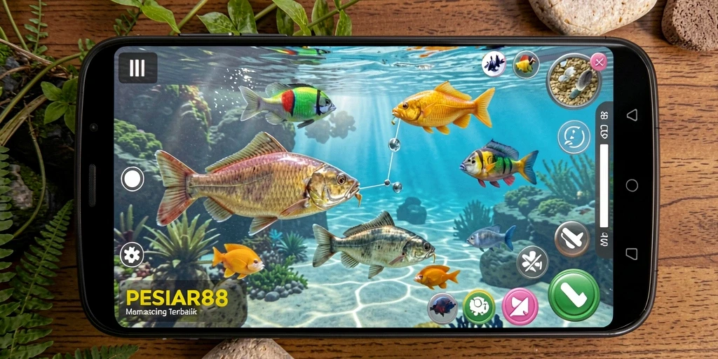 Tampilan gameplay PESIAR88 yang menarik saat memancing di laut.