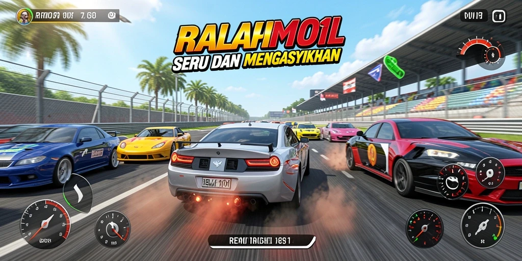 Tampilan gameplay racing yang mendebarkan dan penuh aksi.