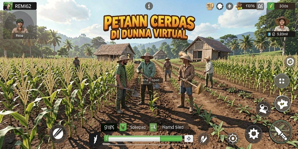 Tangkapan layar gameplay <strong>REMI62</strong> menunjukkan proses bertani yang menyenangkan.